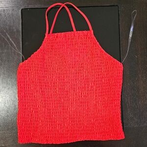 Red Smocked Women's Top XS